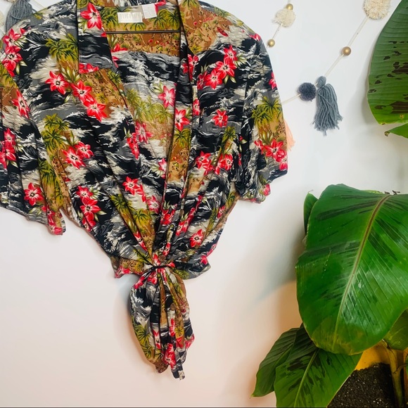 VINTAGE y2k oversized Hawaiian button up popover - Picture 3 of 13